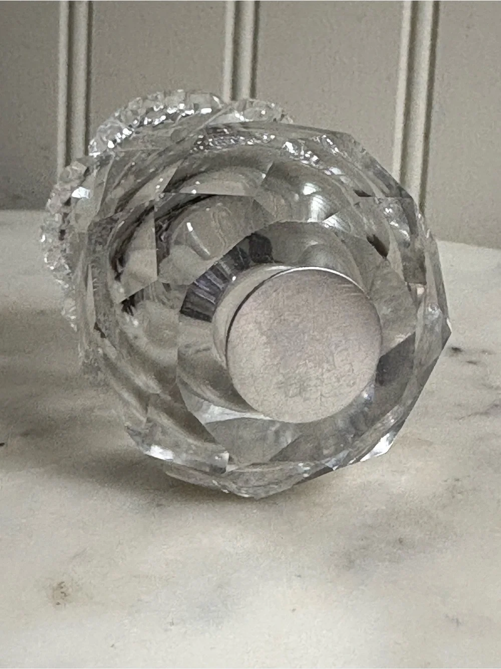 Vintage Diamond Cut Glass Bud Vase/Toothpick Holder VTG Retro Collectible Granny